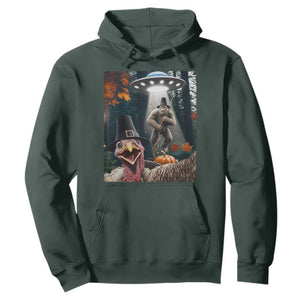 Thanksgiving Funny Bigfoot Turkey Selfie Hoodie TS14 Dark Forest Green Print Your Wear