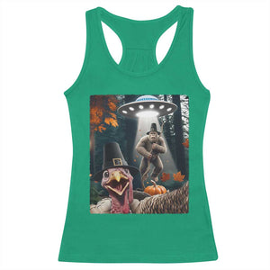 Thanksgiving Funny Bigfoot Turkey Selfie Racerback Tank Top TS14 Irish Green Print Your Wear