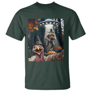 Thanksgiving Funny Bigfoot Turkey Selfie T Shirt TS14 Dark Forest Green Print Your Wear