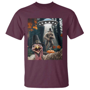 Thanksgiving Funny Bigfoot Turkey Selfie T Shirt TS14 Maroon Print Your Wear