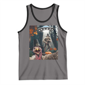 Thanksgiving Funny Bigfoot Turkey Selfie Tank Top TS14 Deep Heather Black Print Your Wear