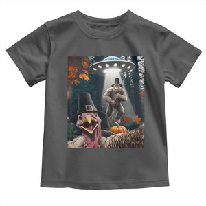 Thanksgiving Funny Bigfoot Turkey Selfie Toddler T Shirt TS14 Dark Heather Print Your Wear