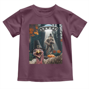 Thanksgiving Funny Bigfoot Turkey Selfie Toddler T Shirt TS14 Maroon Print Your Wear
