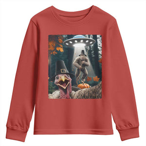 Thanksgiving Funny Bigfoot Turkey Selfie Youth Sweatshirt TS14 Red Print Your Wear