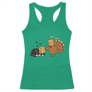 Funny Thanksgiving Racerback Tank Top Turkey Fake Cat Meow TS14 Irish Green Print Your Wear