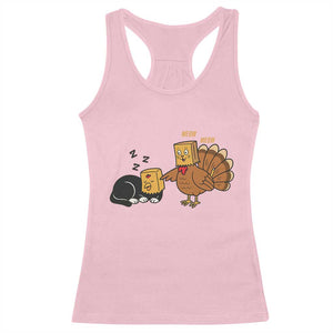 Funny Thanksgiving Racerback Tank Top Turkey Fake Cat Meow TS14 Light Pink Print Your Wear