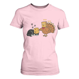Funny Thanksgiving T Shirt For Women Turkey Fake Cat Meow TS14 Light Pink Print Your Wear