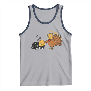 Funny Thanksgiving Tank Top Turkey Fake Cat Meow TS14 Athletic Heather Navy Print Your Wear