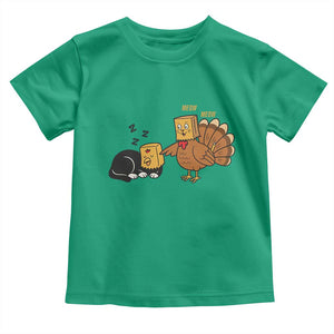 Funny Thanksgiving Toddler T Shirt Turkey Fake Cat Meow TS14 Irish Green Print Your Wear