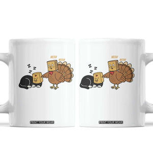 Funny Thanksgiving Coffee Mug Turkey Fake Cat Meow TS14 White Print Your Wear