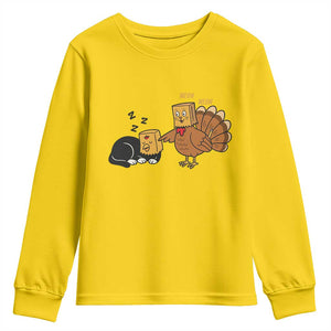 Funny Thanksgiving Youth Sweatshirt Turkey Fake Cat Meow TS14 Daisy Print Your Wear