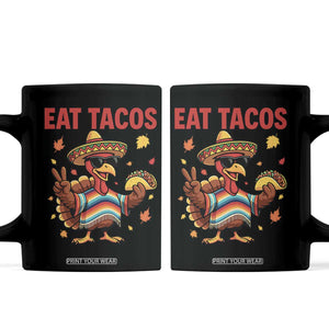Funny Turkey Thanksgiving Coffee Mug Eat Tacos TS14 Black Print Your Wear