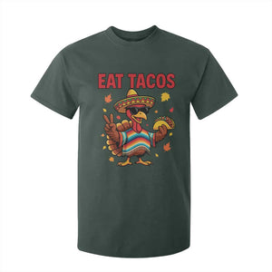 Funny Turkey Thanksgiving T Shirt For Kid Eat Tacos TS14 Dark Forest Green Print Your Wear