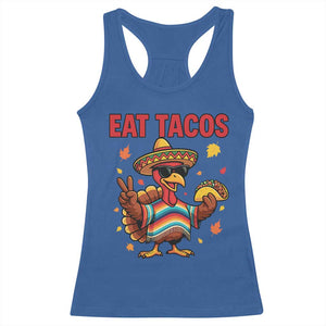 Funny Turkey Thanksgiving Racerback Tank Top Eat Tacos TS14 Royal Blue Print Your Wear