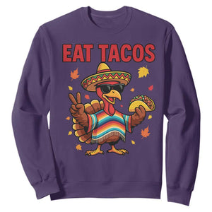 Funny Turkey Thanksgiving Sweatshirt Eat Tacos TS14 Purple Print Your Wear
