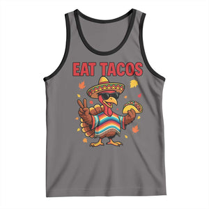 Funny Turkey Thanksgiving Tank Top Eat Tacos TS14 Deep Heather Black Print Your Wear