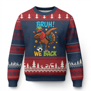 Funny Thanksgiving Turkey Ugly Christmas Sweater Bruh We Back To School TS14 Navy Red Print Your Wear