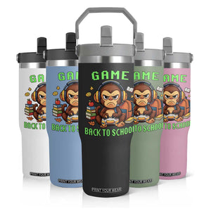 Funny Video Game Flip Straw Tumbler Cute Monkey Back To School TS14 Print Your Wear