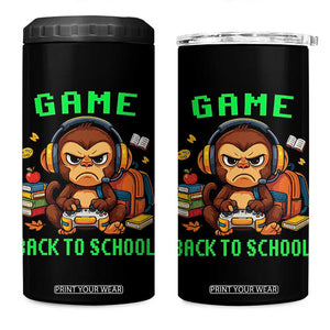 Funny Video Game 4 in 1 Can Cooler Tumbler Cute Monkey Back To School TS14 One Size: 16 oz Black Print Your Wear