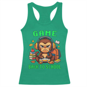 Funny Video Game Racerback Tank Top Cute Monkey Back To School TS14 Irish Green Print Your Wear