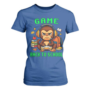 Funny Video Game T Shirt For Women Cute Monkey Back To School TS14 Royal Blue Print Your Wear