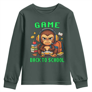 Funny Video Game Youth Sweatshirt Cute Monkey Back To School TS14 Dark Forest Green Print Your Wear