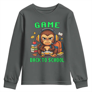 Funny Video Game Youth Sweatshirt Cute Monkey Back To School TS14 Dark Heather Print Your Wear