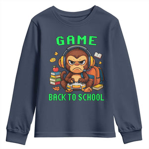 Funny Video Game Youth Sweatshirt Cute Monkey Back To School TS14 Navy Print Your Wear