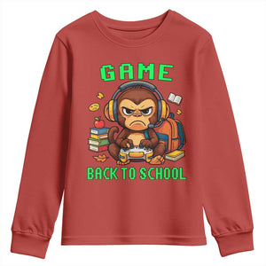 Funny Video Game Youth Sweatshirt Cute Monkey Back To School TS14 Red Print Your Wear