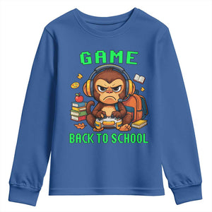 Funny Video Game Youth Sweatshirt Cute Monkey Back To School TS14 Royal Blue Print Your Wear