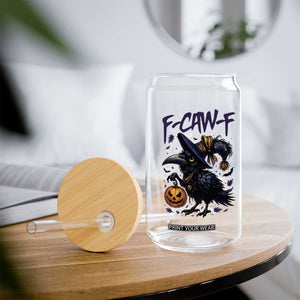 F Caw F Black Crow Halloween Meme Glass Can TS14 Print Your Wear