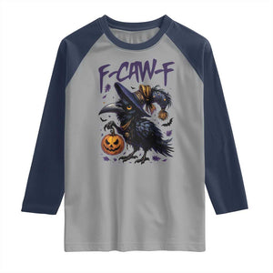 F Caw F Black Crow Halloween Meme Raglan Shirt TS14 Sport Gray Navy Print Your Wear