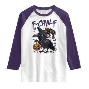 F Caw F Black Crow Halloween Meme Raglan Shirt TS14 White Purple Print Your Wear
