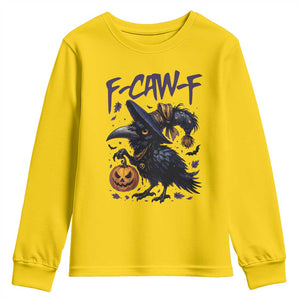 F Caw F Black Crow Halloween Meme Youth Sweatshirt TS14 Daisy Print Your Wear