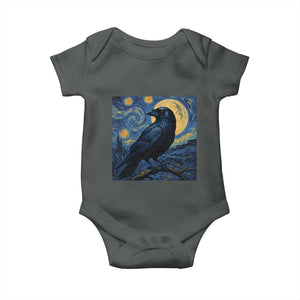 Starry Night Raven Moon Van Gogh Baby Onesie TS14 Dark Heather Print Your Wear