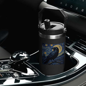 Starry Night Raven Moon Van Gogh Flip Straw Tumbler TS14 Print Your Wear