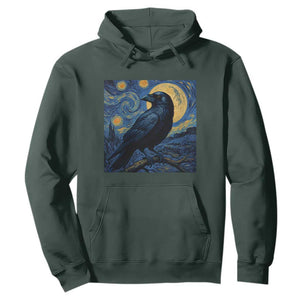 Starry Night Raven Moon Van Gogh Hoodie TS14 Dark Forest Green Print Your Wear
