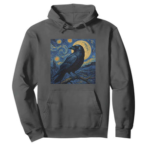 Starry Night Raven Moon Van Gogh Hoodie TS14 Dark Heather Print Your Wear