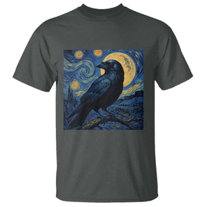 Starry Night Raven Moon Van Gogh T Shirt TS14 Dark Heather Print Your Wear