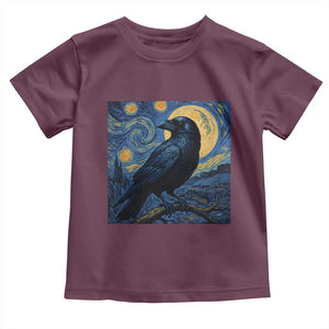 Starry Night Raven Moon Van Gogh Toddler T Shirt TS14 Maroon Print Your Wear