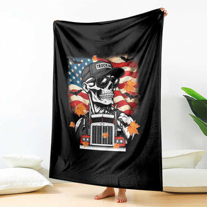 Patriotic Trucker Skeleton American Flag Throw Blanket TS14 Print Your Wear
