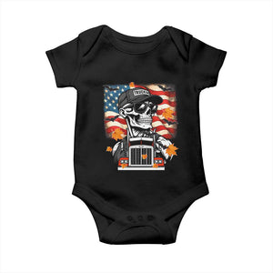 Patriotic Trucker Skeleton American Flag Baby Onesie - Print Your Wear