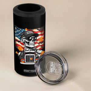 Patriotic Trucker Skeleton American Flag 4 in 1 Can Cooler Tumbler TS14 Print Your Wear