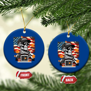 Patriotic Trucker Skeleton American Flag Ceramic Ornament TS14 1pc Blue Print Your Wear