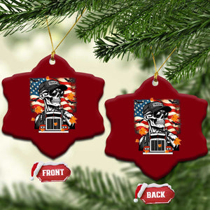 Patriotic Trucker Skeleton American Flag Ceramic Ornament TS14 Print Your Wear
