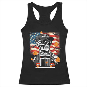 Patriotic Trucker Skeleton American Flag Racerback Tank Top TS14 Black Print Your Wear