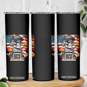 Patriotic Trucker Skeleton American Flag Skinny Tumbler TS14 Print Your Wear