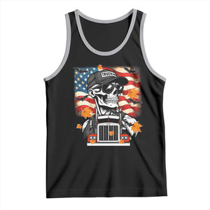 Patriotic Trucker Skeleton American Flag Tank Top TS14 Black Athletic Heather Print Your Wear
