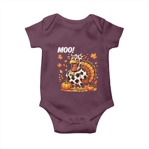 Funny Thanksgiving Baby Onesie Turkey Moo TS14 Maroon Print Your Wear
