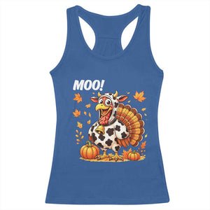 Funny Thanksgiving Racerback Tank Top Turkey Moo TS14 Royal Blue Print Your Wear